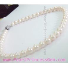 Mid-length White Pearl Necklace: สร้อยคอไข่มุกแท้ขนาด 7มม เกรดA