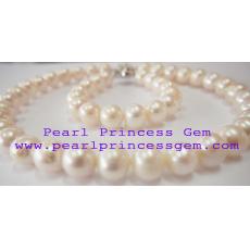 Large,White Pearl Set: ชุดสร้อยไข่มุกแท้ขนาดเม็ดใหญ่ประกายเงางาม