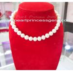 Large,Round White Pearl Necklace:สร้อยคอไข่มุกแท้ประกายเงางาม