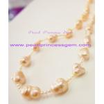 Barouqe Golden Peach Pearl Necklace: สร้อยคอไข่มุกทรงบารอคสีส้มประกายทอง