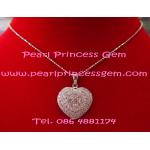 CZ Diamond Heart Necklace: สร้อยเงินพร้อมจี้หัวใจประดับเพชรสวิส