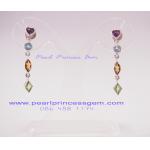 Multicolor Gemstones Earrings : ต่างหูห้อยพลอยหลากสี