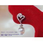 White Pearl Earrings:ต่างหูไข่มุกตุ้งติ้งหัวใจ(WG)