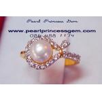 Golden Sac Pearl Ring:แหวนไข่มุกแท้ทรงถุงทอง(YG)