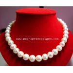 Large,Round White PearlNecklace:สร้อยคอไข่มุกแท้เม็ดใหญ่ประกายเงางาม
