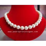 Large,Almost Round Pearl Necklace:สร้อยคอไข่มุกแท้สีขาว เม็ดใหญ่