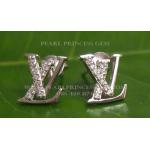 CZ Diamond Earrings : ต่างหูลาย LV งานเงินประดับเพชรสวิส