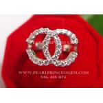 CZ Diamond Ring : แหวนลาย Chanel งานเงินประดับเพชรสวิส