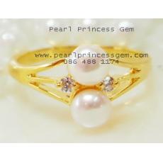 Pearl Ring:แหวนไข่มุกทรงตุ๊กหิมะ(YG)