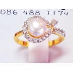 Golden Sac Pearl Ring:แหวนไข่มุกแท้ทรงถุงทอง(YG)