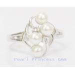 White Pearls Ring:แหวนไข่มุกแท้ประดับมุก4เม็ด(WG)