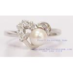 Pearl Love Ring:แหวนไข่มุกแท้บนตัวเรือนหัวใจ(WG)