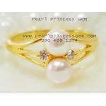 Pearl Ring:แหวนไข่มุกทรงตุ๊กหิมะ(YG)