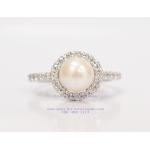Pearl Rings : แหวนไข่มุกล้อมเพชร(WG)