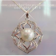 White Rose Pearl Pendant:จี้ไข่มุกแท้กุหลาบขาว