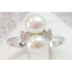 Snowman Pearl Ring:แหวนไข่มุกตุ๊กตาหิมะ(WG)