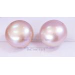 Pink Pearl Stud Earrings:ต่างหูไข่มุกแท้สีชมพูแบบเรียบ(XXL-ก้านเงิน)