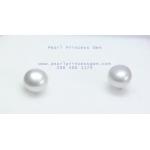 Grey Pearl Stud Earrings:ต่างหูไข่มุกแท้แบบเรียบสีพิเศษ(สีเทา-S)