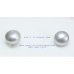 Grey Pearl Stud Earrings:ต่างหูไข่มุกแท้แบบเรียบสีพิเศษ(สีเทา-M)