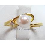 Simply Style White Pearl Ring:แหวนไข่มุกแบบเรียบหรู(YG)