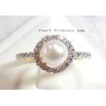 Pearl Rings:แหวนไข่มุกล้อมเพชร(YG)