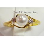 Simply Style White Pearl Ring:แหวนไข่มุกแบบเรียบหรู(YG)