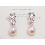 Heart Oval Pearl Earrings:ต่างหูไข่มุกแท้ทรงไข่ห้อยสั้น