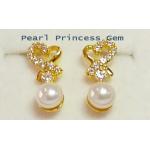 Little Heart Pearl Earrings:ต่างหูไข่มุกแท้ห้อยสั้นลายหัวใจ(YG)