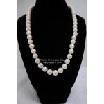 Round,8 mm Long White Pearl Necklace:สร้อยคอไข่มุกกลม สำหรับสวมยาว 