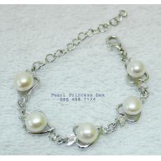 White Pearl Apple Bracelet:สร้อยข้อมือไข่มุกแท้สีขาวลายแอปเปิ้ล