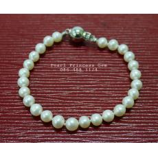 Perfect Round White Pearl Bracelet:สร้อยข้อมือไข่มุกแท้สีขาว กลม เล็ก