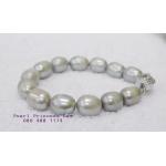Oval Grey Pearl Bracelet:สร้อยข้อมือไข่มุกแท้สีเทา