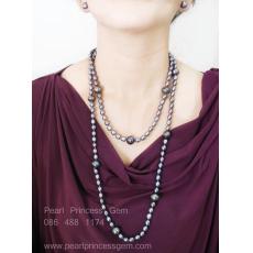 Long Black Pearl Necklace:สร้อยคอไข่มุกดำแบบยาว