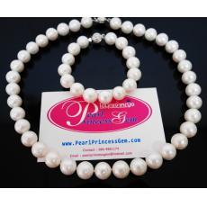 Huge Perfect Round Pearl Set:ชุดไข่มุกแท้สีขาวเม็ดใหญ่วาวกลม