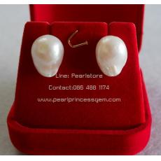 Barouqe Pearl Earrings:ต่างหูไข่มุกแท้ทรงบาร็อก