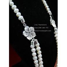 White Pearl Flower Set:ชุดไข่มุกสองสายคอลเล็กชั่นดอกไม้