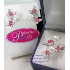 White Pearl Flower Collection:ชุดไข่มุกแท้งานลงยา