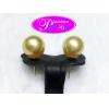 Golden Southsea Pearl Stud Earrings 18kG: ต่างหูไข่มุกเซาท์ซีสีทอง(ตัวเรือนทองแท้)