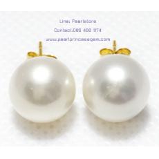 White Pearl Stud Earrings 14kG : ต่างหูไข่มุกเม็ดเดี่ยวสีขาว 10.0-10.5มม. (ตัวเรือนทองแท้)