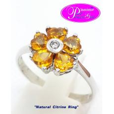 Citrine Ring : แหวนพลอยซิทรีนแท้ดีไซน์ดอกไม้