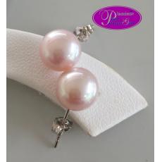 Dream Pink Pearl Stud Earrings 14kG: ต่างหูไข่มุกเม็ดเดี่ยวสีชมพูระเรื่อ 8.5 มม.(ตัวเรือนทองคำขาวแท้)