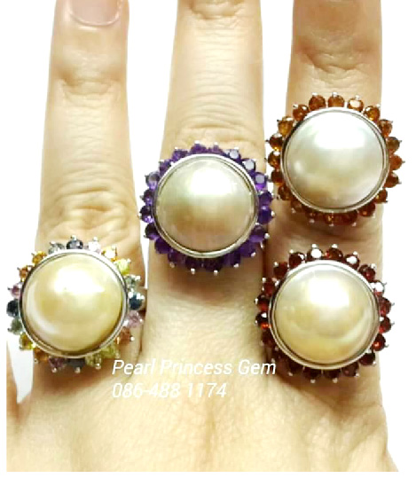 Mabe Rings:แหวนไข่มุกมาบิล้อมพลอย