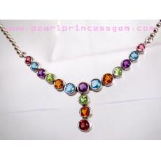 Multicolor Gemstones Necklace : สร้อยคอพลอยหลากสี