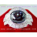 Black Star Sapphire Ring:แหวนพลอยชายประดับเพชร
