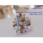 Multicolor Gemstones Ring : แหวนทรงดอกไม้ประดับพลอยหลากสี