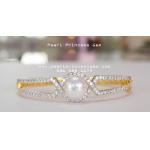 White Pearl With Diamond Glimmer Bracelet:กำไลข้อมือไข่มุกแท้ประดับเพชร