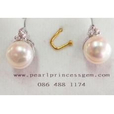 8MM Classic Style Pearl Earrings:ต่างหูไข่มุกแท้แบบเรียบหรู