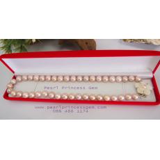 Round Pink Pearl Necklace:สร้อยคอไข่มุกแท้สีชมพู
