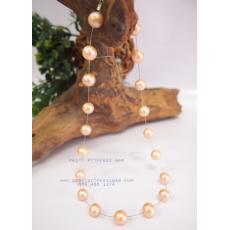 Orange Pearl Necklace:สร้อยคอไข่มุกแท้สีส้ม