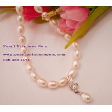 Oval Pearl Pendant Necklace:สร้อยคอไข่มุกแท้ประดับจี้